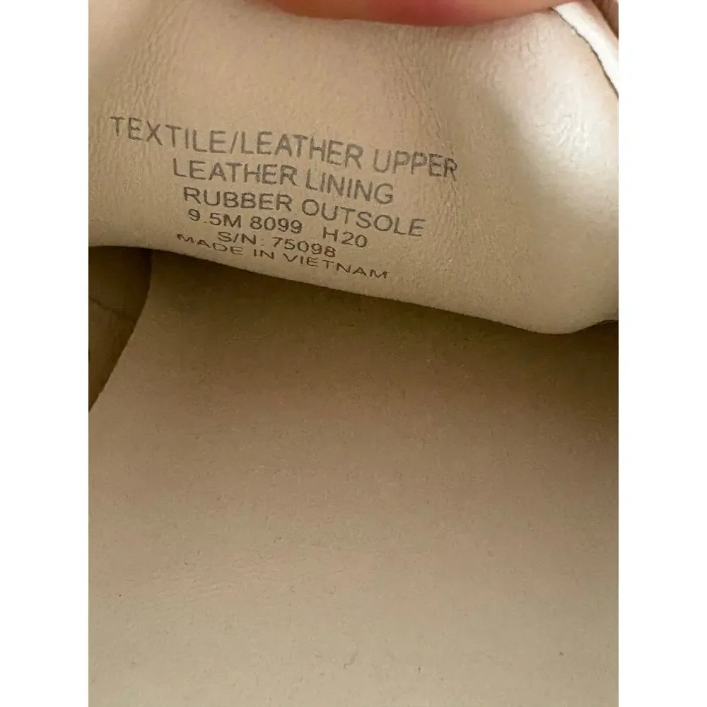 Tory Burch Bicolor Mixed Calf Leather Nylon Trainer Sneakers White Ivory Wms 9.5
